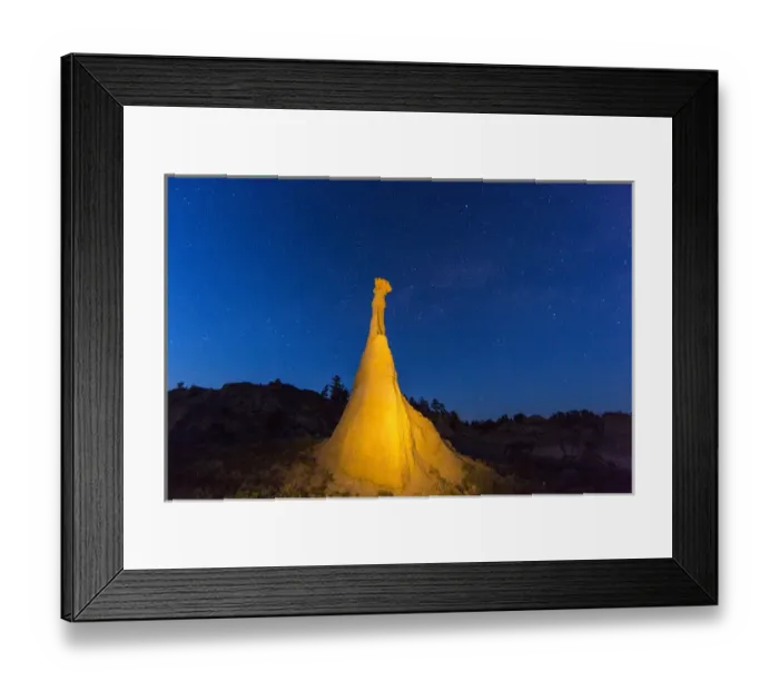 Framed Print : Caprock lit by flashlight in the Missouri River Breakns National Monument, Montana, USA Framed Print : Caprock lit by flashlight in the Missouri River Breakns National Monument, Montana, USA