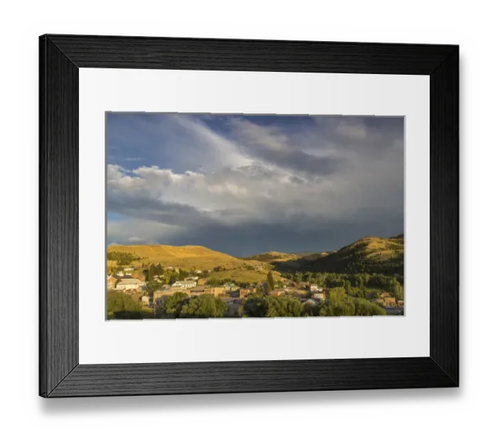 Framed Print : Looking down onto town from Boot Hill in Virginia City, Montana, USA