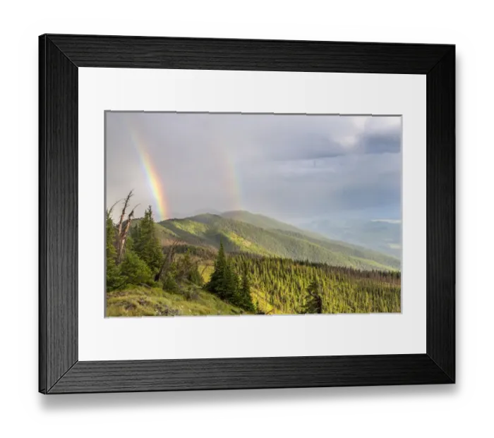 Framed Print : Double rainbow over the Whitefish Range from Werner Peak in the Stillwater State Forest