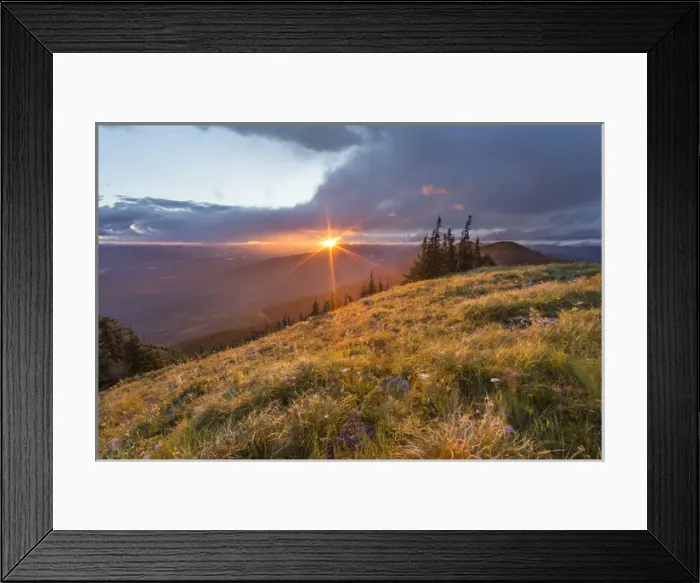 Framed Print : Stormy sunset over the Whitefish Range from Werner Peak in the Stillwater State Forest