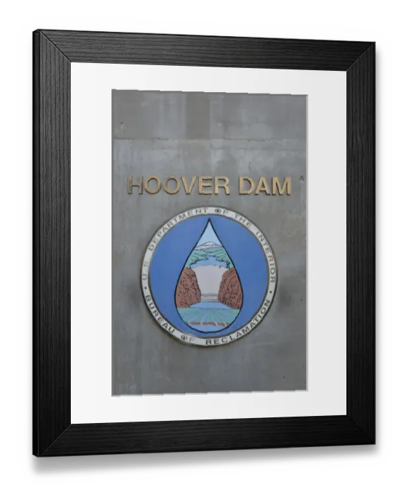 Framed Print : USA, Nevada, Hoover Dam U. S. Department of the Interior sign, Hoover Dam