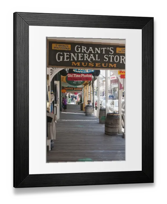 Framed Print : USA, Nevada. Sidewalk in historic Virginia CIty, Nevada
