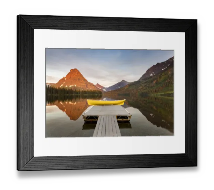 Framed Print : Boats on calm morning at Two Medicine Lake in Glacier National Park, Montana, USA Framed Print : Boats on calm morning at Two Medicine Lake in Glacier National Park, Montana, USA