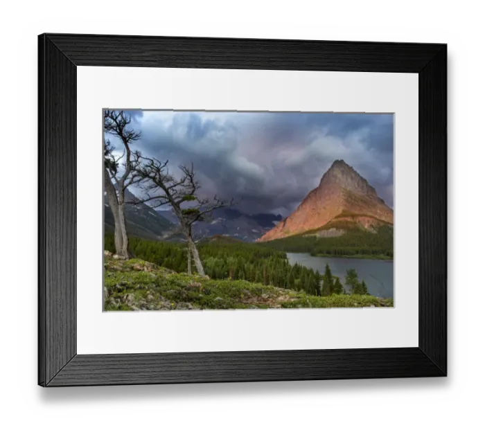 Framed Print : Sunrise light strikes Grinnell Point over Swiftcurrent Lake in Glacier National Park Framed Print : Sunrise light strikes Grinnell Point over Swiftcurrent Lake in Glacier National Park