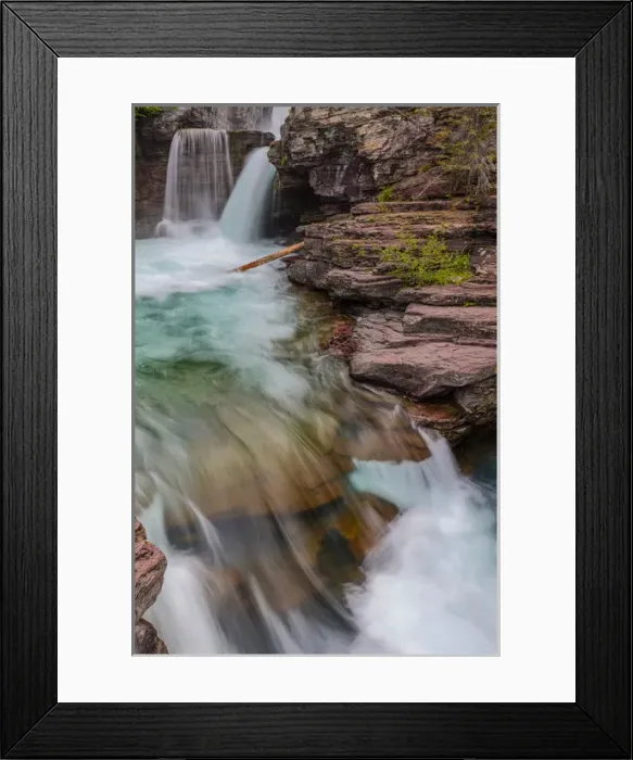 Framed Print : St Mary Falls in Glacier National Park, Montana, USA