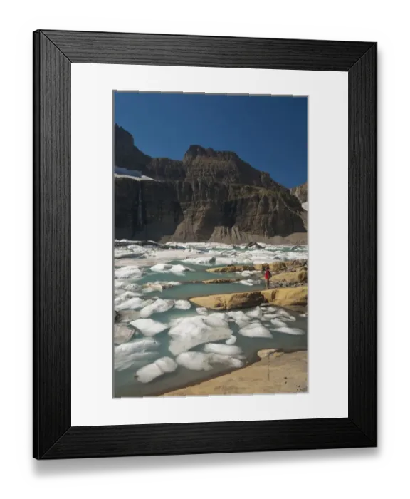Framed Print : hiker at Upper Grinnell Lake, Glacier National Park, near Kalispell Montana, United Framed Print : hiker at Upper Grinnell Lake, Glacier National Park, near Kalispell Montana, United