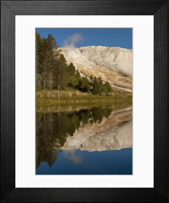 Framed Print : Mammoth Hot Springs, reflected in small pond, Yellowstone National Park, Montana Framed Print : Mammoth Hot Springs, reflected in small pond, Yellowstone National Park, Montana