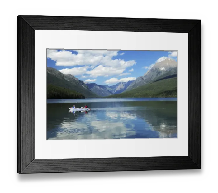 Framed Print : Boating on Bowman Lake, Glacier National Park, Montana Framed Print : Boating on Bowman Lake, Glacier National Park, Montana