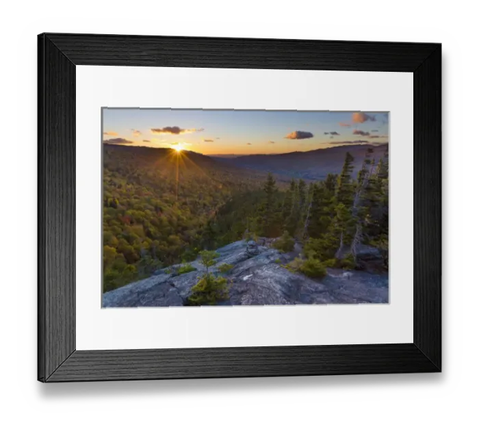Framed Print : Sunset as seen from Dome Rock in New Hampshires White Mountain National Forest
