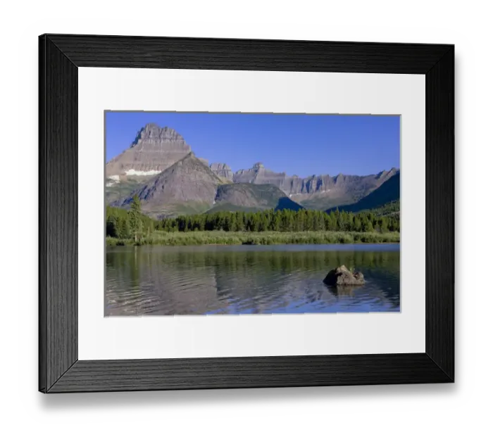 Framed Print : Mountains reflected in Lake. Glacier National Park. Montana. USA