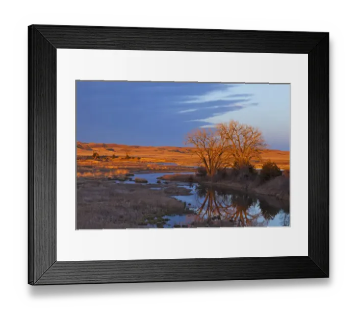 Framed Print : Bathed in sunset light the Calamus River in Loup County, Nebraska, USA