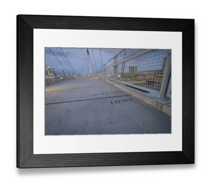 Framed Print : USA, Nebraska and Iowa. State line on the Bob Kerrey Memorial Bridge over the Missouri Framed Print : USA, Nebraska and Iowa. State line on the Bob Kerrey Memorial Bridge over the Missouri