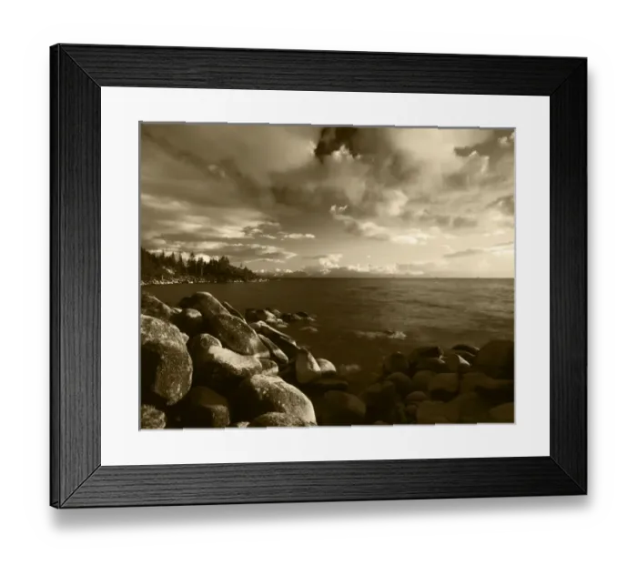 Framed Print : USA, Nevada, Nevada State Park, View of lake tahoe at sunset