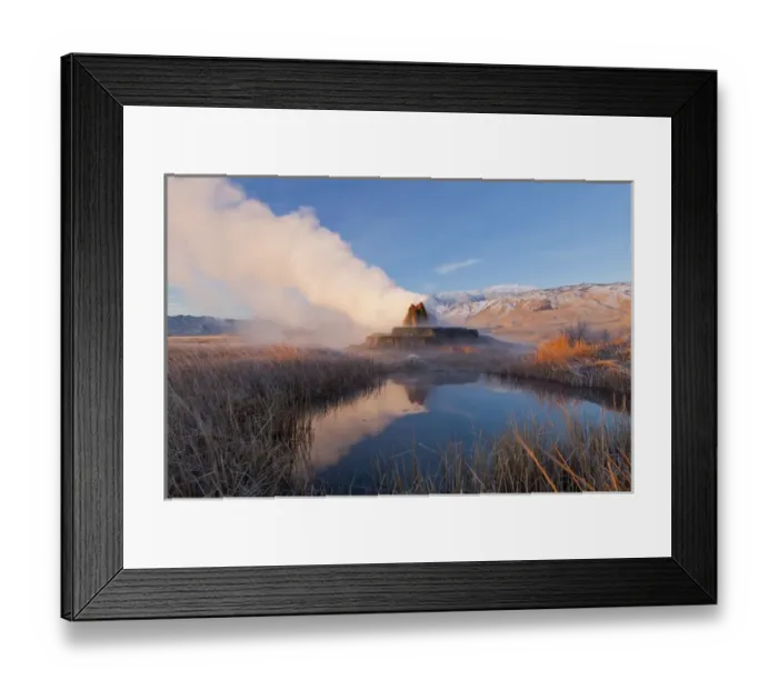 Framed Print : Fly Geyser with snow capped Granite Range in the Black Rock Desert near Gerlach, Nevada Framed Print : Fly Geyser with snow capped Granite Range in the Black Rock Desert near Gerlach, Nevada