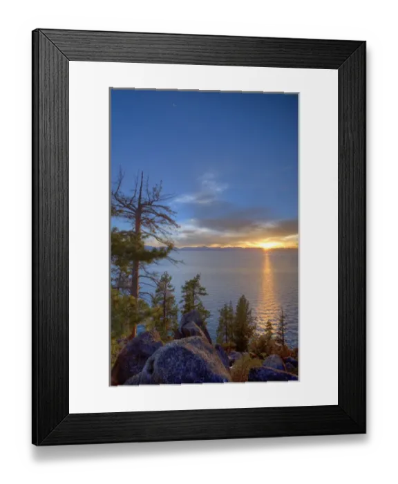 Framed Print : Sunset at Logan Shoals on the East side of Lake Tahoe, Nevada, USA