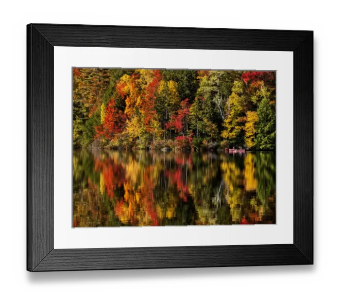 Framed Print : USA, New Hampshire, White Mountains, Fall reflections and canoeing on Russell Pond Framed Print : USA, New Hampshire, White Mountains, Fall reflections and canoeing on Russell Pond