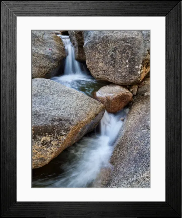 Framed Print : USA, New Hampshire, White Mountains, Lucy Brook flows past granite rock Framed Print : USA, New Hampshire, White Mountains, Lucy Brook flows past granite rock