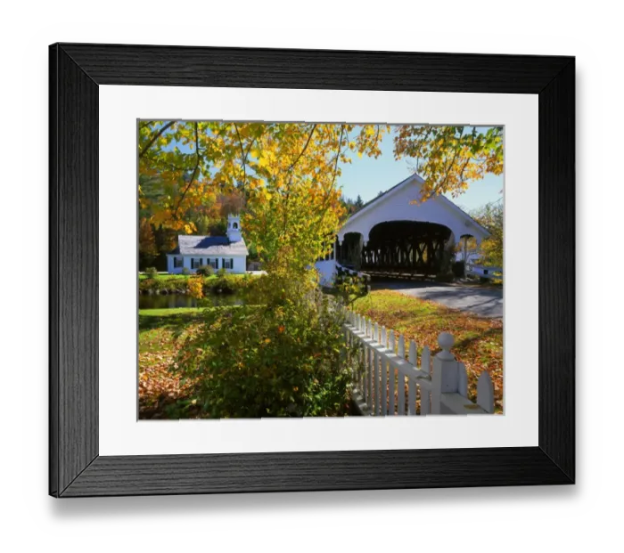 Framed Print : USA, New Hampshire, Stark. View of Stark Bridge and Church on the Upper Ammonoosuc River Framed Print : USA, New Hampshire, Stark. View of Stark Bridge and Church on the Upper Ammonoosuc River