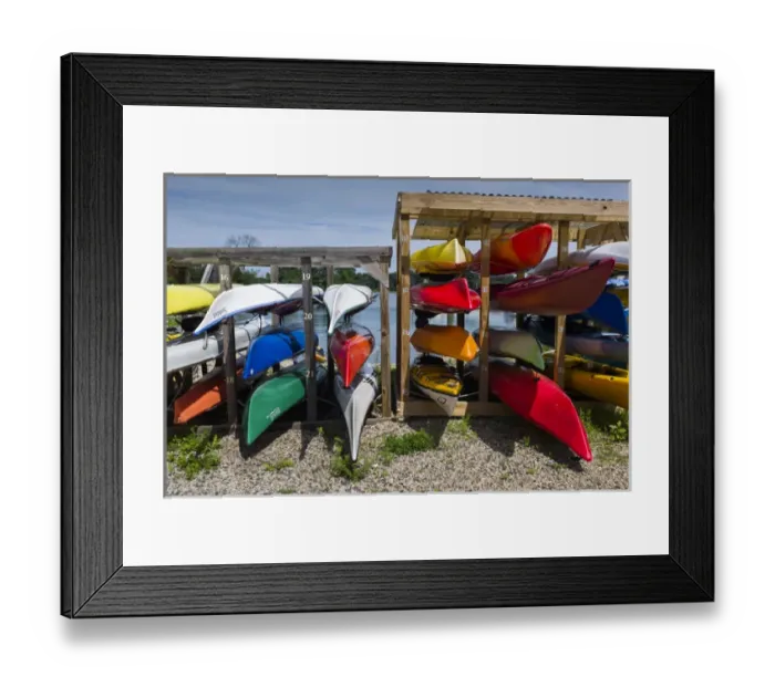 Framed Print : USA, New Hampshire, Portsmouth, rental canoes, Piscatauqua River Framed Print : USA, New Hampshire, Portsmouth, rental canoes, Piscatauqua River