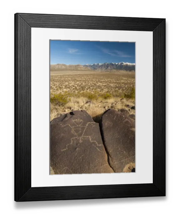 Framed Print : USA, New Mexico, Three Rivers. Petroglyph on rock at Three Rivers Petroglyphs Site