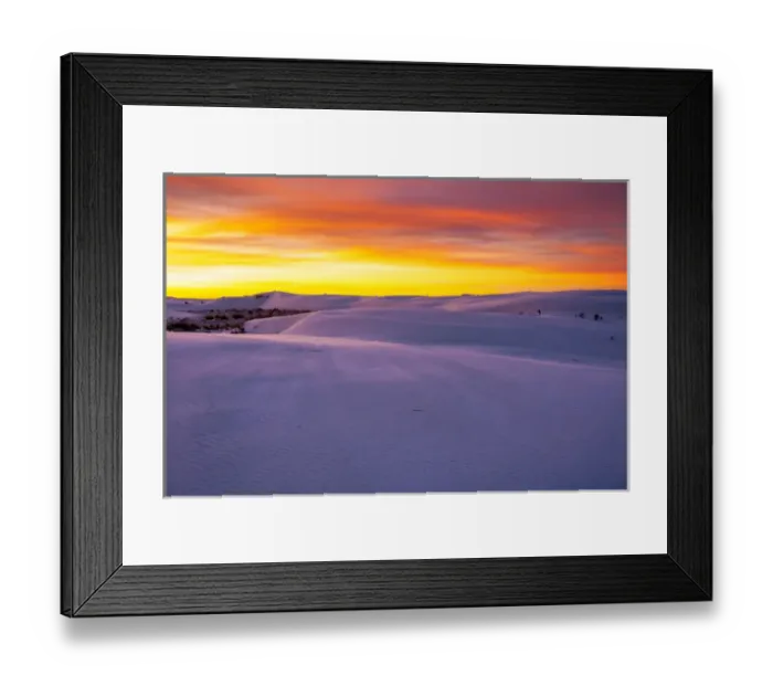 Framed Print : USA, New Mexico, White Sands National Monument. Sunset on desert landscape. Credit as