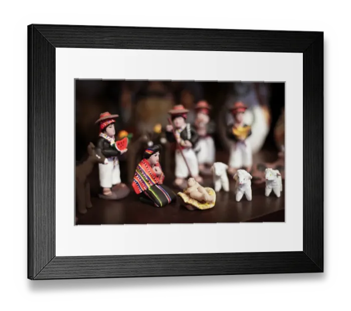 Framed Print : Santa Fe, New Mexico, United States. Peruvian manger scene Framed Print : Santa Fe, New Mexico, United States. Peruvian manger scene