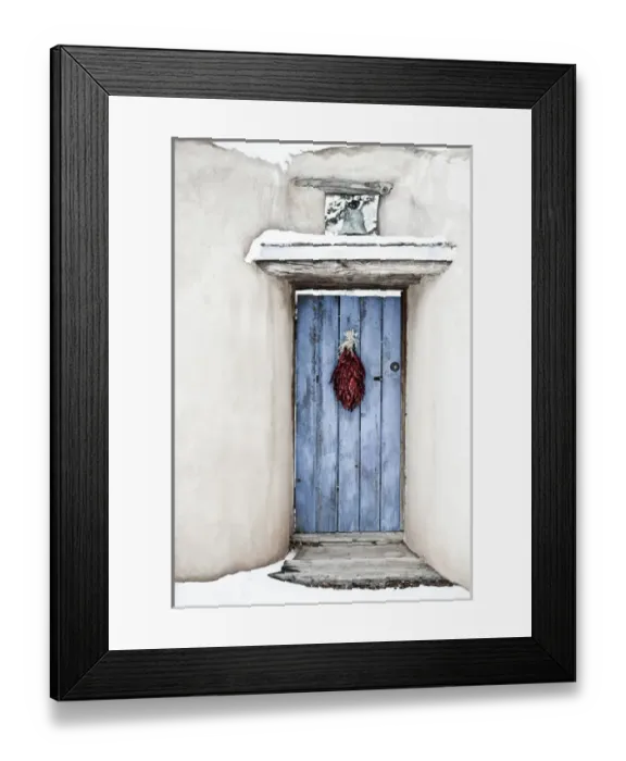 Framed Print : Santa Fe, New Mexico, United States. Traditional chili ristra hangs on door Framed Print : Santa Fe, New Mexico, United States. Traditional chili ristra hangs on door