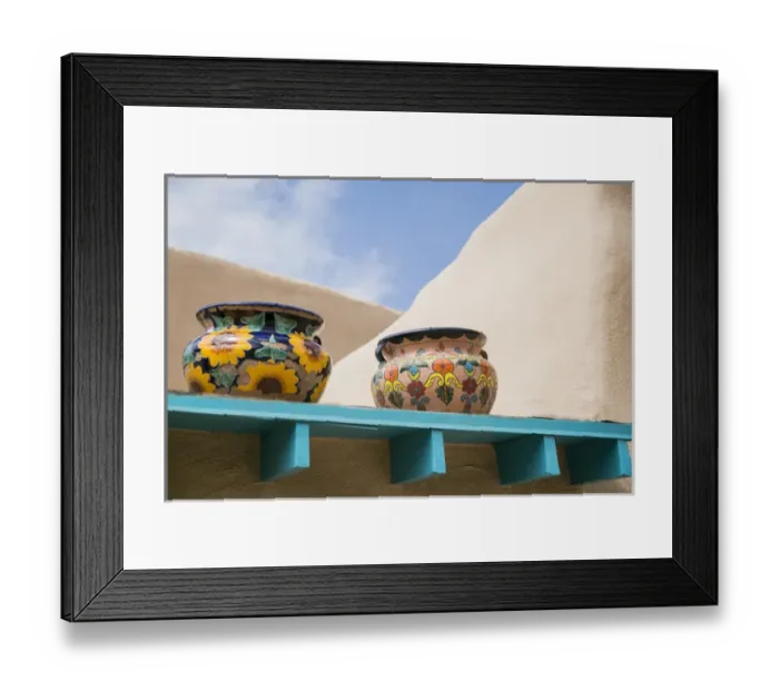Framed Print : Artistic pottery decor, Taos, New Mexico, USA