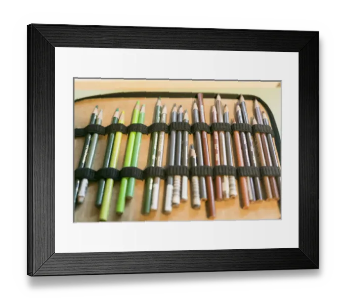 Framed Print : Close up of colored pencils at a Designer studio, Santa Fe, New Mexico, USA