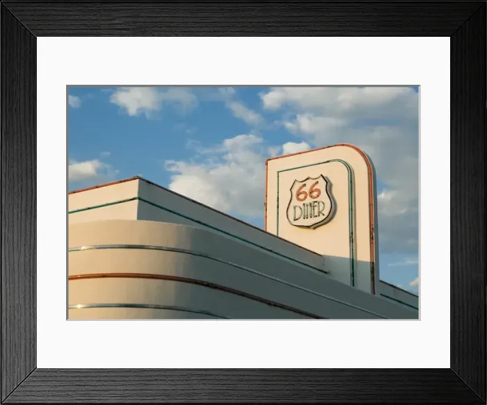 Framed Print : Rooftop of a retro diner, Albuquerque, New Mexico, USA. Central Ave, Route 66