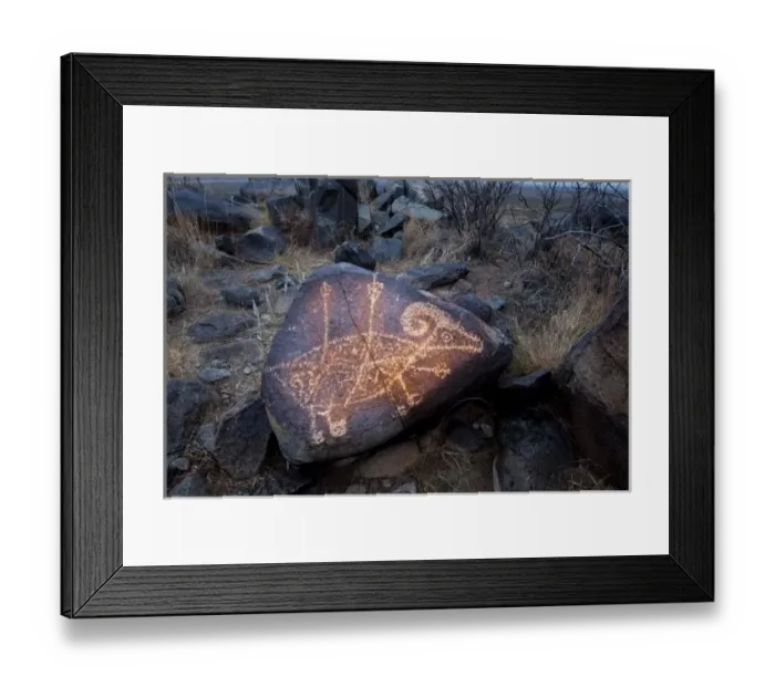 Framed Print : Petroglyph at the Three Rivers Petroglyph Site near Tularosa, New Mexico