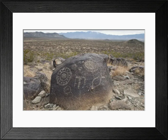 Framed Print : Petroglyph at the Three Rivers Petroglyph Site near Tularosa, New Mexico