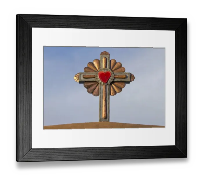 Framed Print : USA, New Mexico, Chimayo - Gilded cross atop of a roman catholic church in Chimayo Framed Print : USA, New Mexico, Chimayo - Gilded cross atop of a roman catholic church in Chimayo