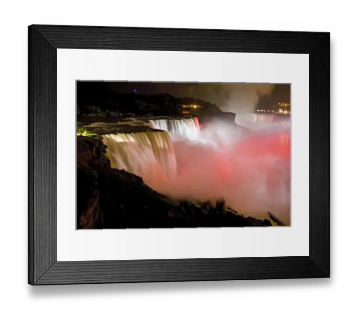 Framed Print : USA, New York, Niagara Falls. Close-up view at twilight of the waterfalls and mist