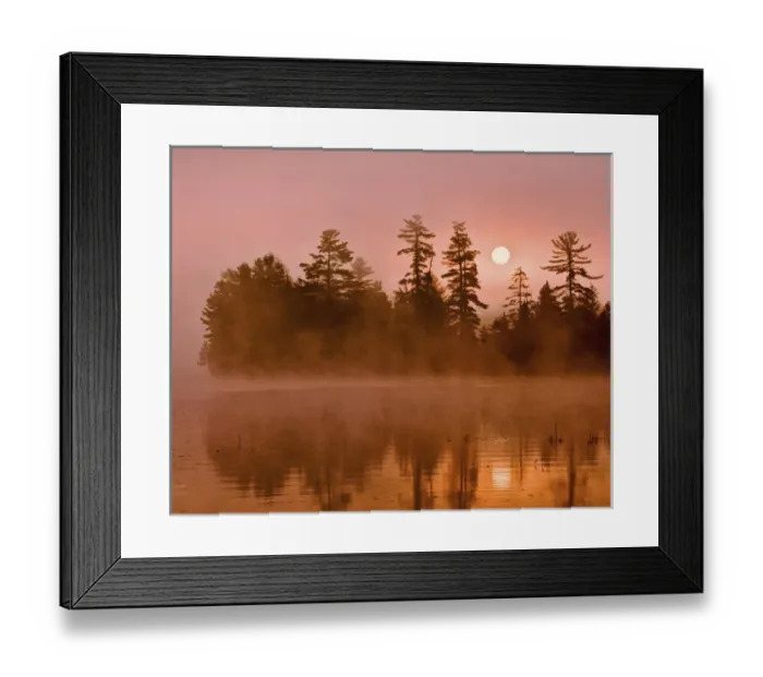 Framed Print : USA, New York, Adirondack Park. Sunrise on a lake
