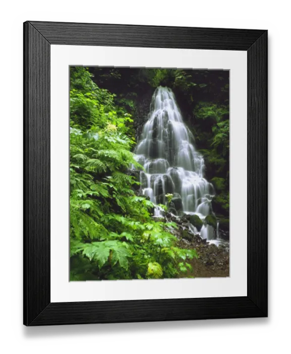 Framed Print : USA, Oregon, Columbia River Gorge National Scenic Area, Fairy Falls tumbling down basalt rocks