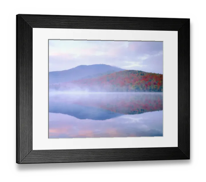 Framed Print : USA; New York; Algonquin Peak and autumn colors relecting in a misty Heart Lake in Framed Print : USA; New York; Algonquin Peak and autumn colors relecting in a misty Heart Lake in