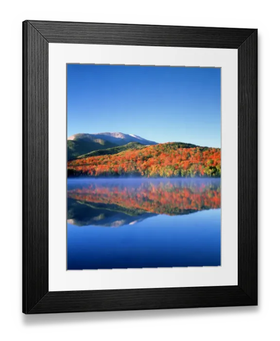 Framed Print : USA; New York; Snow Capped Algonquin Peak and autumn colors relecting in Heart Lake Framed Print : USA; New York; Snow Capped Algonquin Peak and autumn colors relecting in Heart Lake