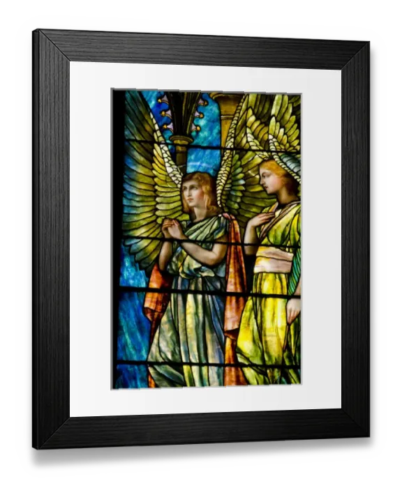 Framed Print : New York, Troy. St. Pauls Episcopal Church, circa 1827. Tiffany Glass windows