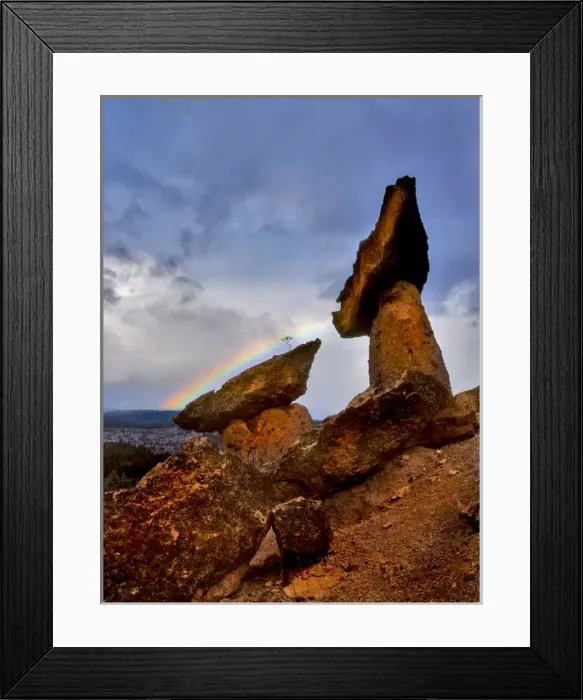 Framed Print : USA, Oregon, Jefferson County. Scenic of two of The Balancing Rocks and a rainbow Framed Print : USA, Oregon, Jefferson County. Scenic of two of The Balancing Rocks and a rainbow
