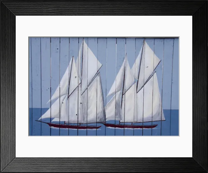 Framed Print : New York, Oswego. H. Lee White Marine Museum, painted fence with boat Framed Print : New York, Oswego. H. Lee White Marine Museum, painted fence with boat