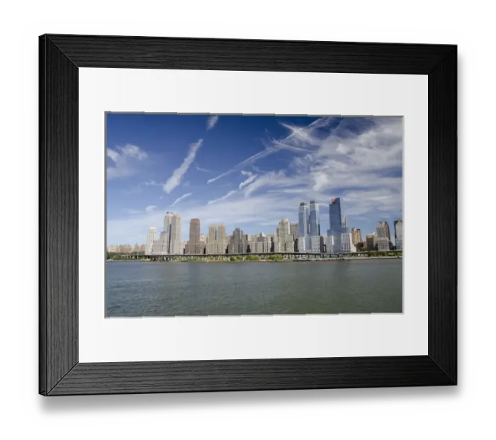 Framed Print : New York, New York City. Hudson River view of downtown city skyline Framed Print : New York, New York City. Hudson River view of downtown city skyline