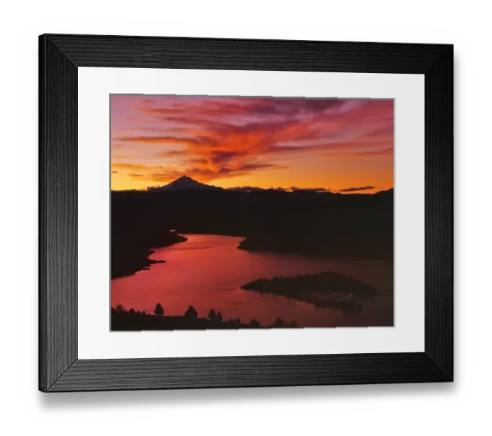 Framed Print : USA, Oregon, Jefferson County. Lake Billy Chinook reflects the vivid colors at sunset below Mt Framed Print : USA, Oregon, Jefferson County. Lake Billy Chinook reflects the vivid colors at sunset below Mt
