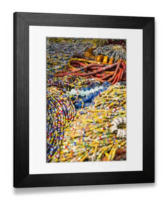 Framed Print : Beaded necklaces for sale at an African festival, New York City, New York, USA Framed Print : Beaded necklaces for sale at an African festival, New York City, New York, USA