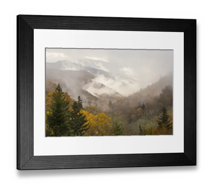Framed Print : USA, North Carolina, Great Smoky Mountains. Autumn mountain landscape. Credit as