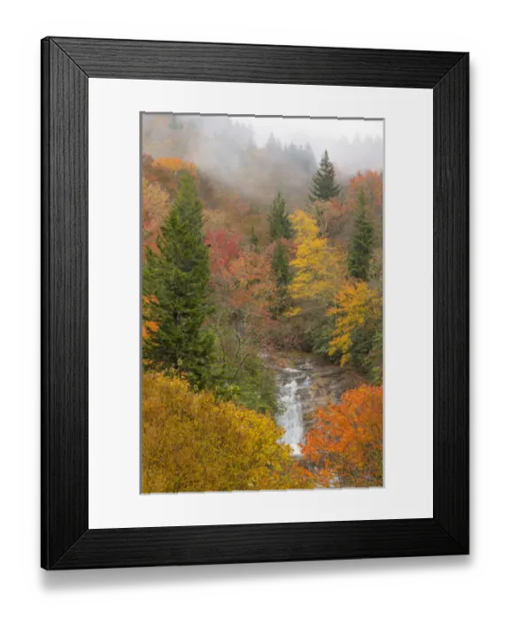 Framed Print : USA, North Carolina, Bubbling Springs Falls. Autumn scenic of the falls. Credit as Framed Print : USA, North Carolina, Bubbling Springs Falls. Autumn scenic of the falls. Credit as