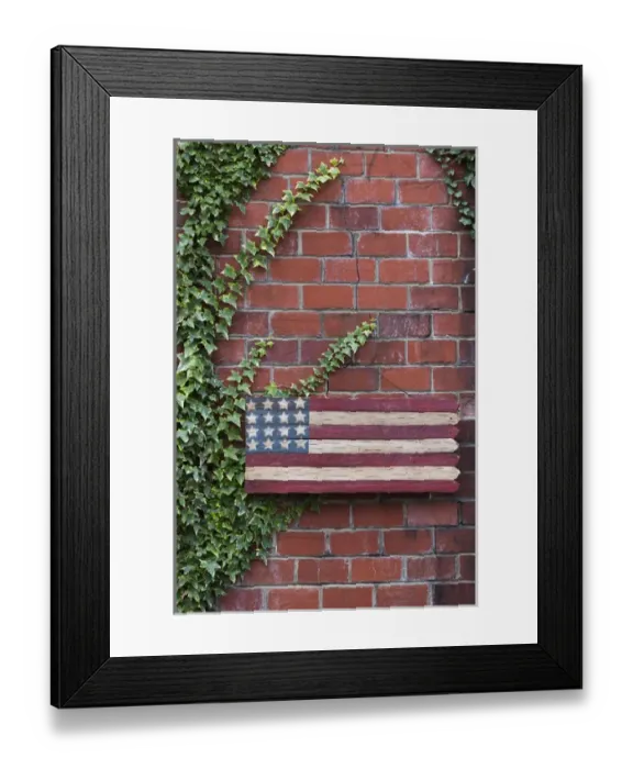 Framed Print : USA, North Carolina, Linville, wooden US flag Framed Print : USA, North Carolina, Linville, wooden US flag