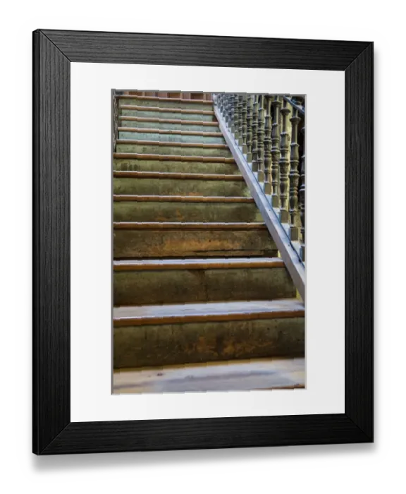 Framed Print : Looking up an old wooden staircase, New York City, New York, USA Framed Print : Looking up an old wooden staircase, New York City, New York, USA
