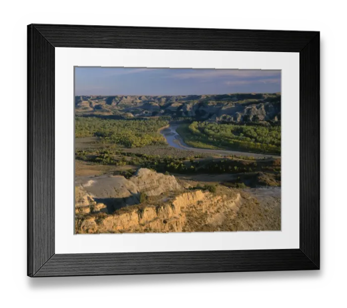 Framed Print : USA, North Dakota, Theodore Roosevelt National Park, Evening light on Valley of