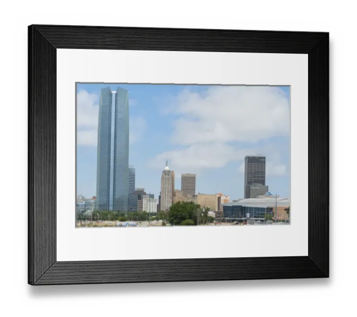 Framed Print : Oklahoma City Oklahoma OK, OKC, city skyline from Expressway of downtowm Framed Print : Oklahoma City Oklahoma OK, OKC, city skyline from Expressway of downtowm